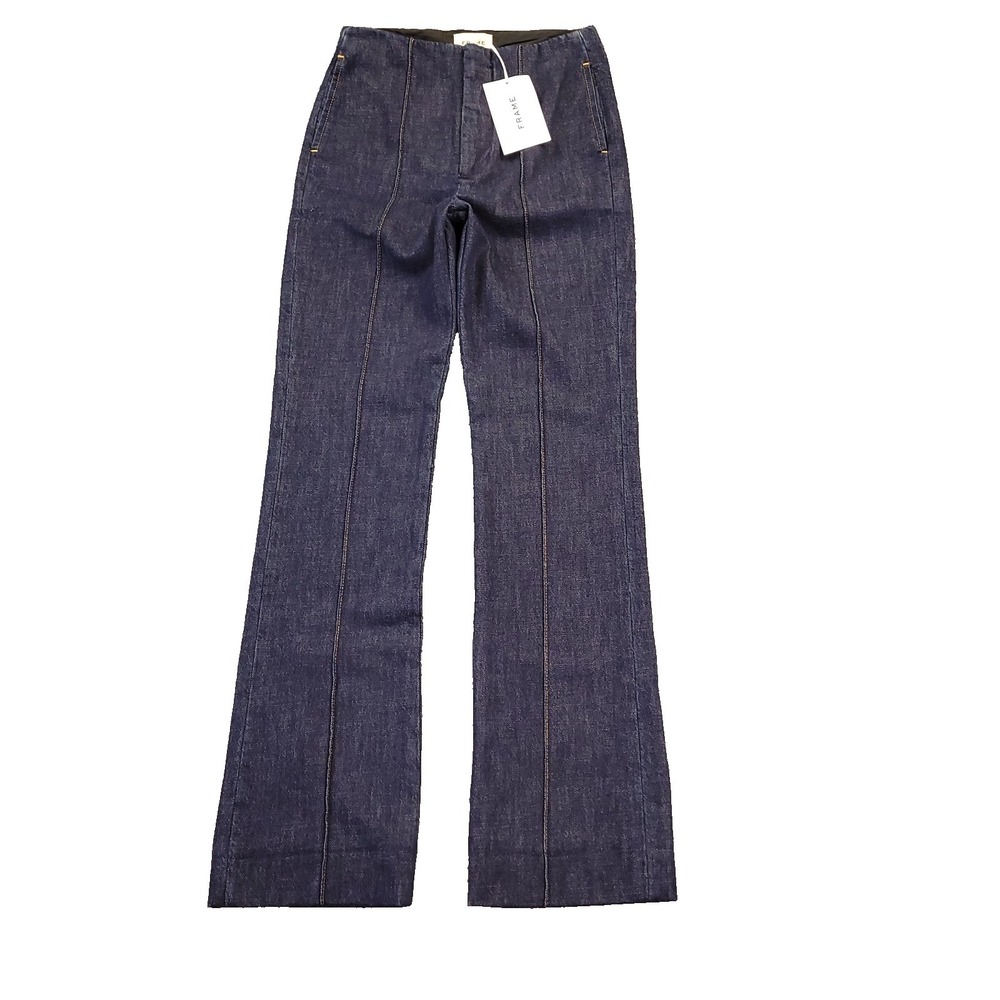 Frame The Straight Trouser Jeans Sz 25x32.5 High Rise Seam Detail NWT $348 MSP